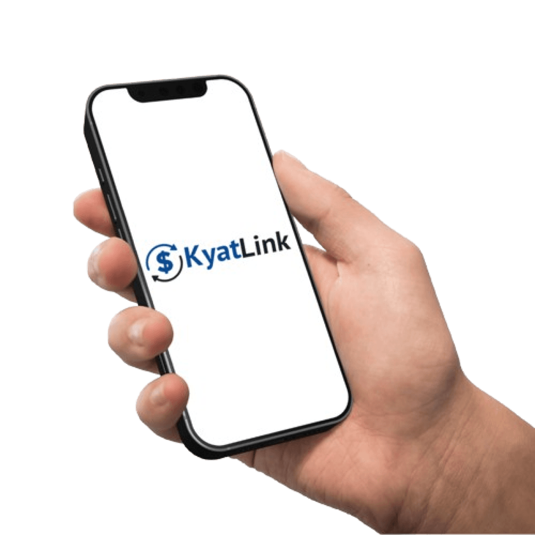 Hand holding smartphone with KyatLink app